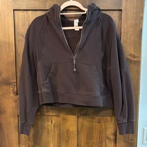 lululemon athletica Cropped Half-Zip Hoodie in Dark Brown